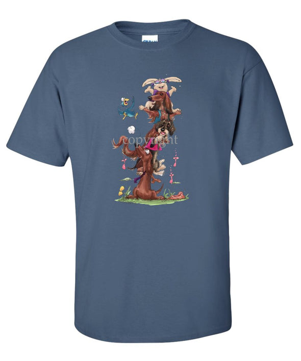 Dachshund - Group Stacked On Shoulders - Caricature - T-Shirt