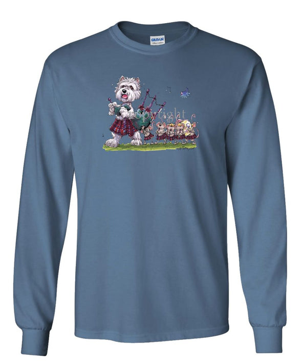 West Highland Terrier - Bagpipes - Caricature - Long Sleeve T-Shirt