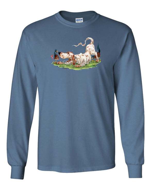 English Setter - Playing With Pheasants - Caricature - Long Sleeve T-Shirt
