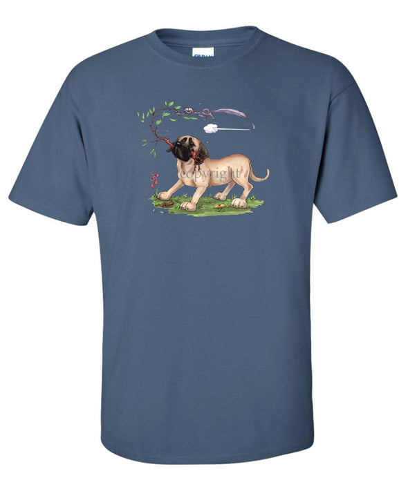 Mastiff - Swinging Squirrel In Tree - Caricature - T-Shirt
