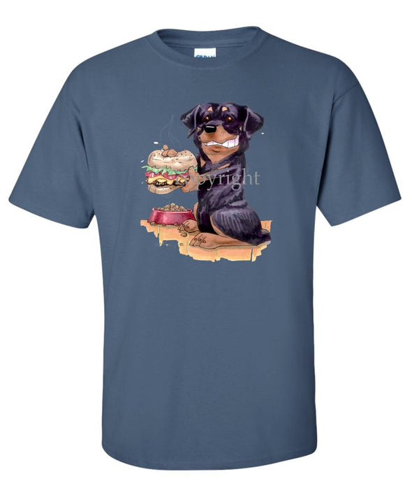 Rottweiler - Cheesburger - Caricature - T-Shirt