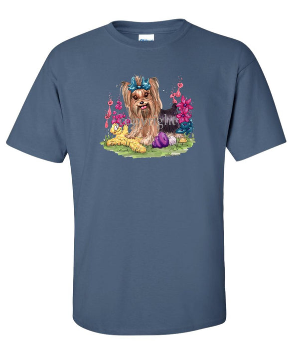 Yorkshire Terrier - Toys Turquoise Ribbon - Caricature - T-Shirt