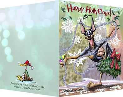 Doberman Pinscher - Happy Holly Dog Pine Skirt - Christmas Card
