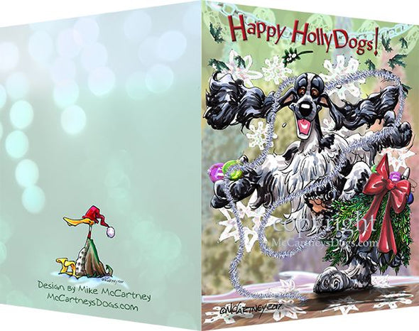 English Cocker Spaniel - Happy Holly Dog Pine Skirt - Christmas Card