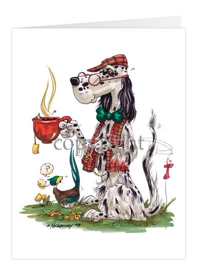 English Setter - Cup Of Tea - Caricature - Card
