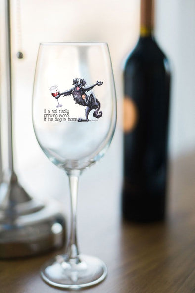 Flat Coated Retriever - Its Not Drinking Alone - Wine Glass