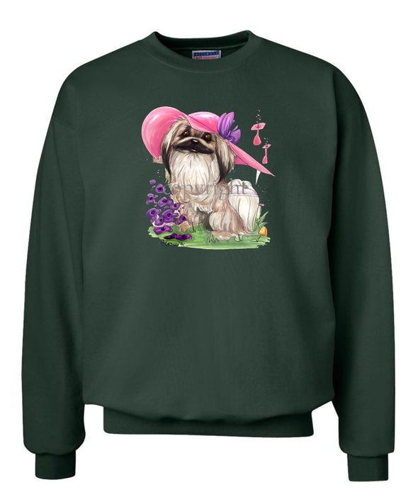 Pekingese - Pink Hat - Caricature - Sweatshirt