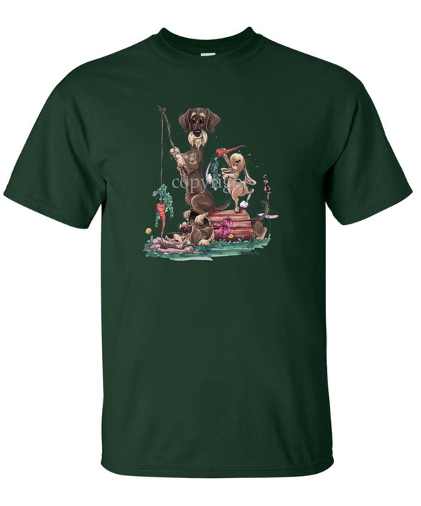 Dachshund  Wirehaired - Fishing With Carrot - Caricature - T-Shirt