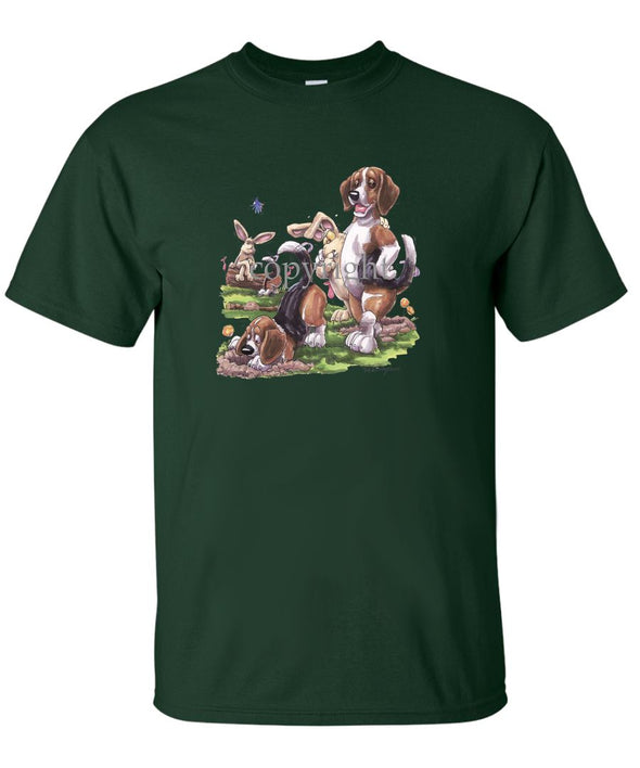 Beagle - Digging With Rabbits - Caricature - T-Shirt