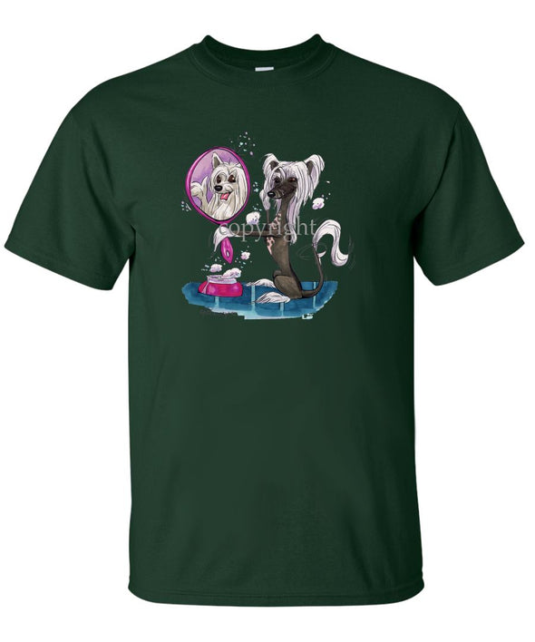 Chinese Crested - Looking In Mirror - Caricature - T-Shirt