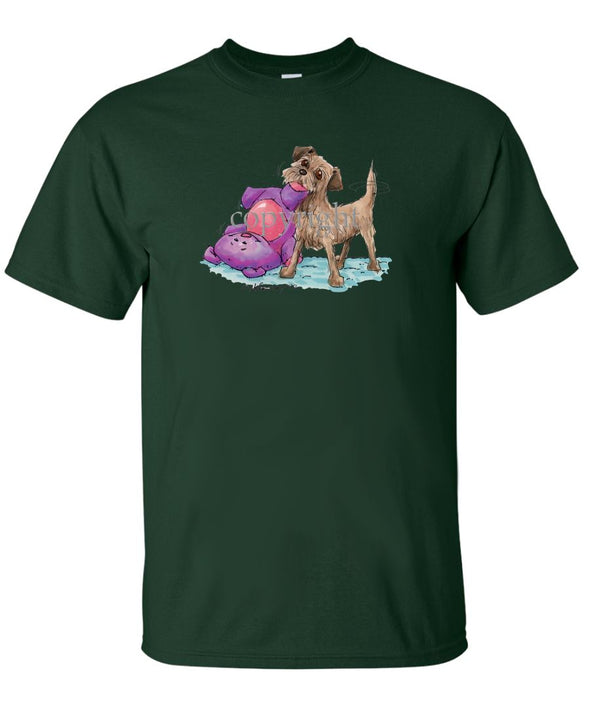 Border Terrier - With Stuffed Toy - Caricature - T-Shirt