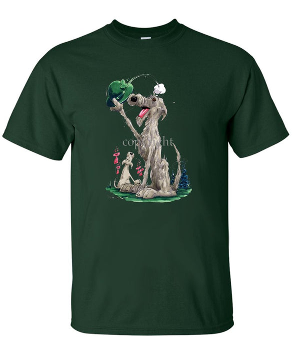 Irish Wolfhound - Tipping Hat - Caricature - T-Shirt