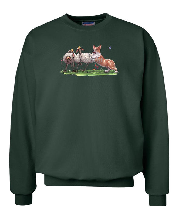 Welsh Corgi Pembroke - Herding Sheep - Caricature - Sweatshirt