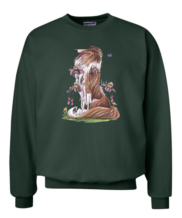 Collie - Sitting With Sheep In Fur - Caricature - Sweatshirt
