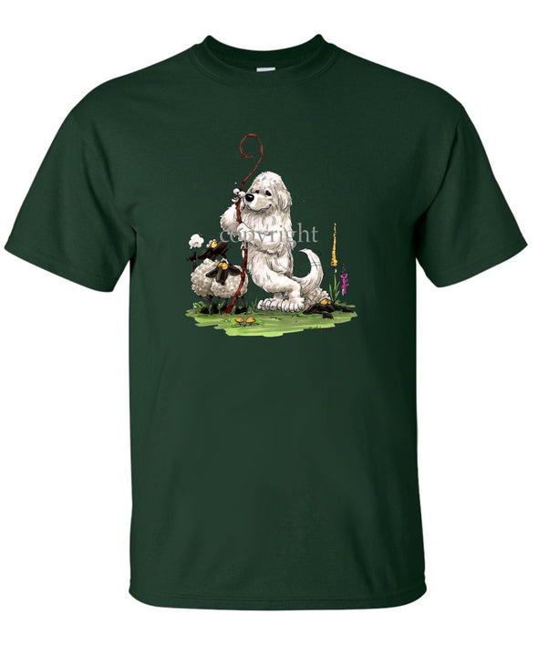 Great Pyrenees - Standing Guarding Sheep - Caricature - T-Shirt