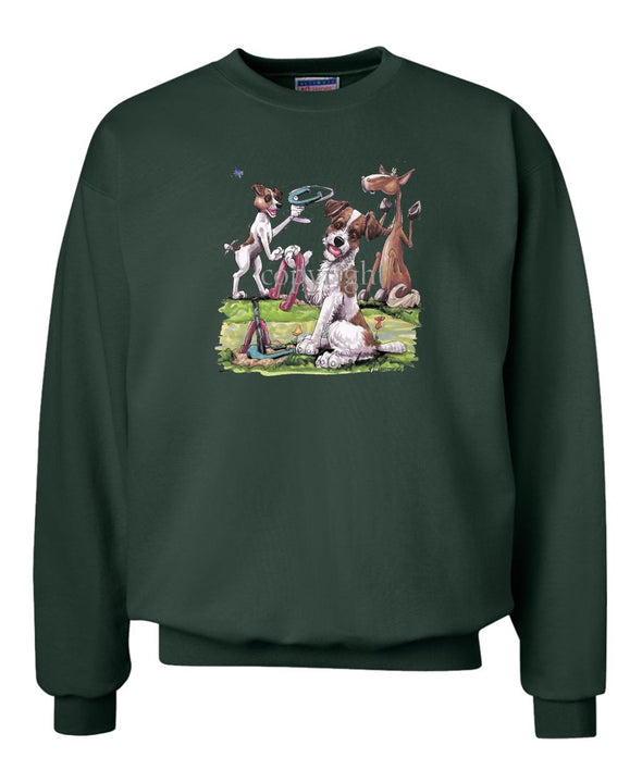Jack Russell Terrier - Group Playing Horseshoes - Caricature - Sweatshirt