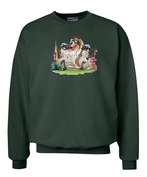Collie - Hugging Sheep - Caricature - Sweatshirt
