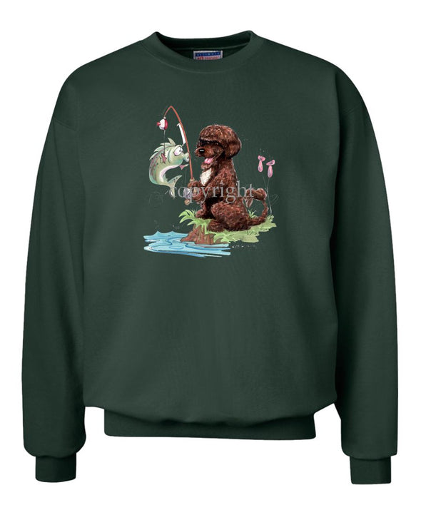Portuguese Water Dog  Brown - Fishing - Caricature - Sweatshirt