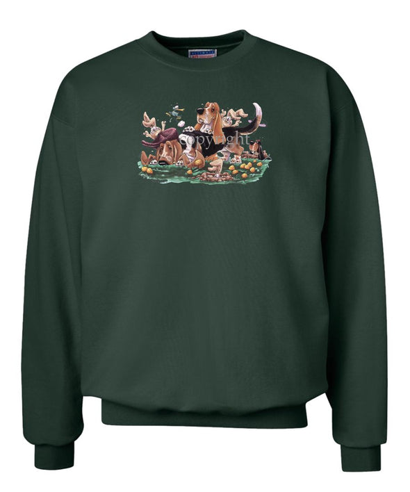 Basset Hound - Group With Rabbits - Caricature - Sweatshirt