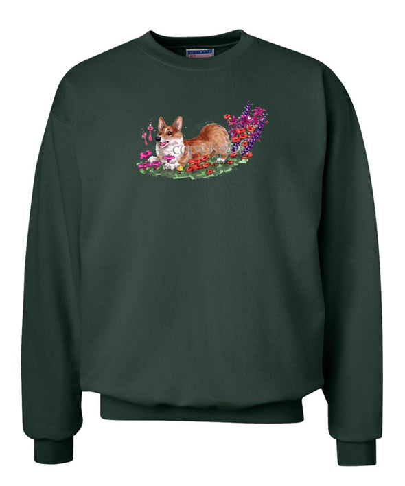 Welsh Corgi Pembroke - Flowers - Caricature - Sweatshirt