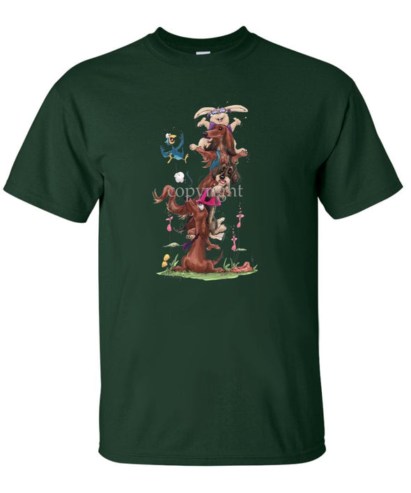 Dachshund - Group Stacked On Shoulders - Caricature - T-Shirt