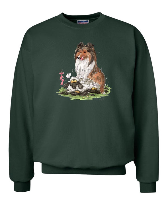 Shetland Sheepdog - Sitting On Sheep - Caricature - Sweatshirt