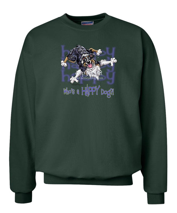 Australian Shepherd  Black Tri - Who's A Happy Dog - Sweatshirt