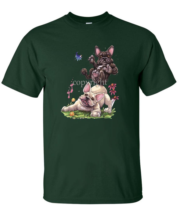 French Bulldog - Group Sitting On Each Other - Caricature - T-Shirt