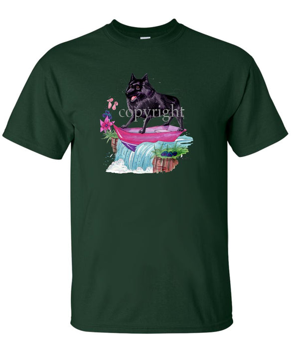 Schipperke - Boat Waterfall - Caricature - T-Shirt