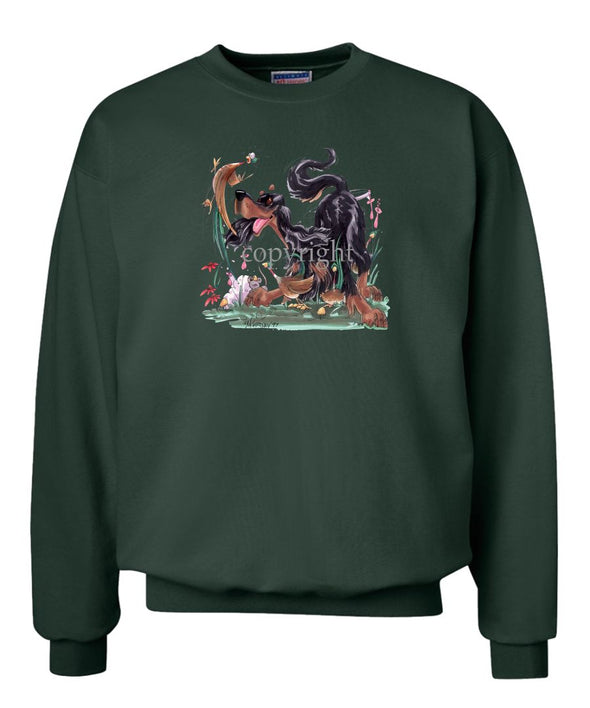 Gordon Setter - Chasing Pheasants - Caricature - Sweatshirt