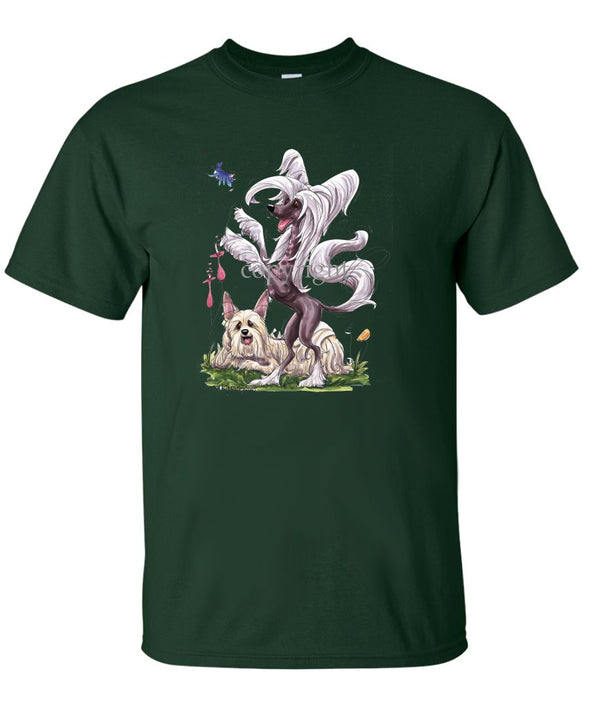 Chinese Crested - Group Standing - Caricature - T-Shirt