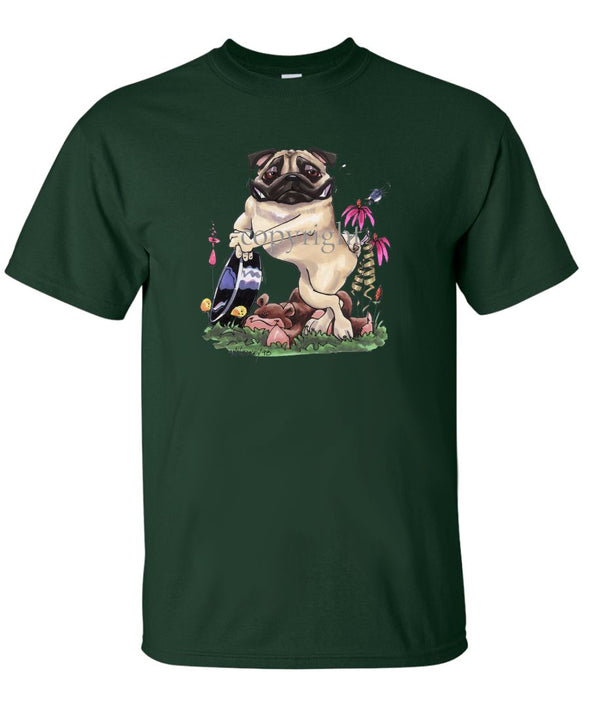 Pug - Standing With Dish - Caricature - T-Shirt
