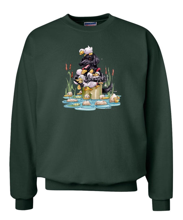 Flat Coated Retriever - Waders - Caricature - Sweatshirt