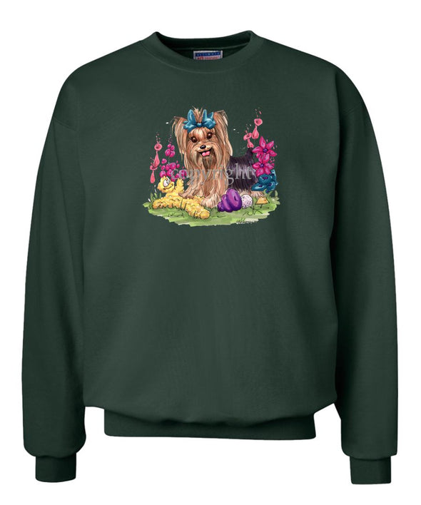 Yorkshire Terrier - Toys Turquoise Ribbon - Caricature - Sweatshirt