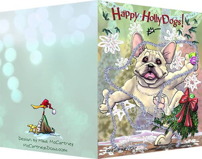 French Bulldog - Happy Holly Dog Pine Skirt - Christmas Card