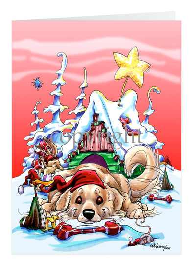 Golden Retriever - Doghouse - Christmas Card