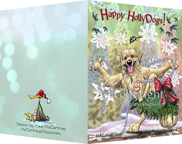 Golden Retriever - Happy Holly Dog Pine Skirt - Christmas Card