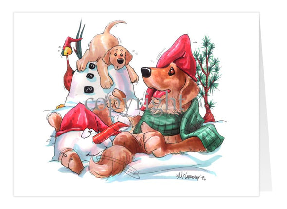 Golden Retriever - Snowman - Christmas Card
