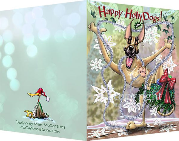 Great Dane - Happy Holly Dog Pine Skirt - Christmas Card