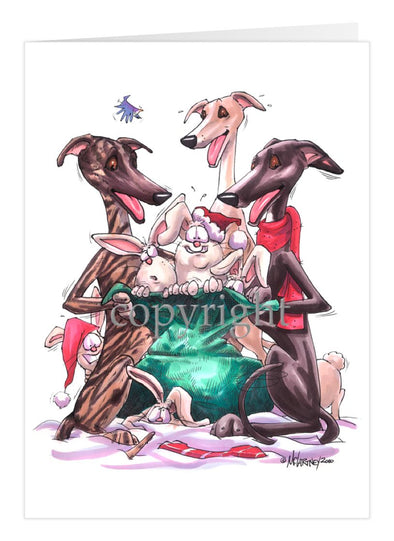 Greyhound - Bag Of Rabbits - Christmas Card