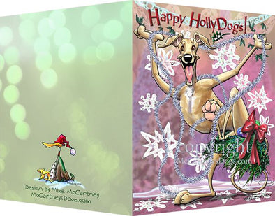 Greyhound - Happy Holly Dog Pine Skirt - Christmas Card