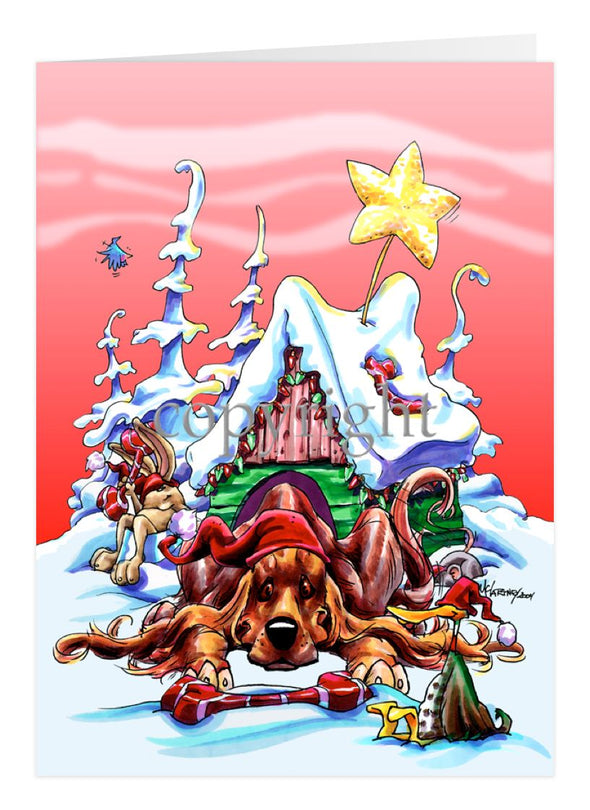Irish Setter - Doghouse - Christmas Card
