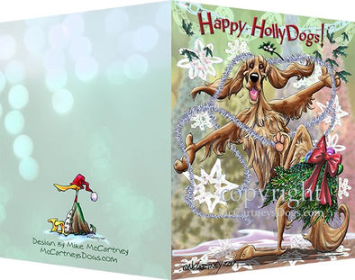 Irish Setter - Happy Holly Dog Pine Skirt - Christmas Card