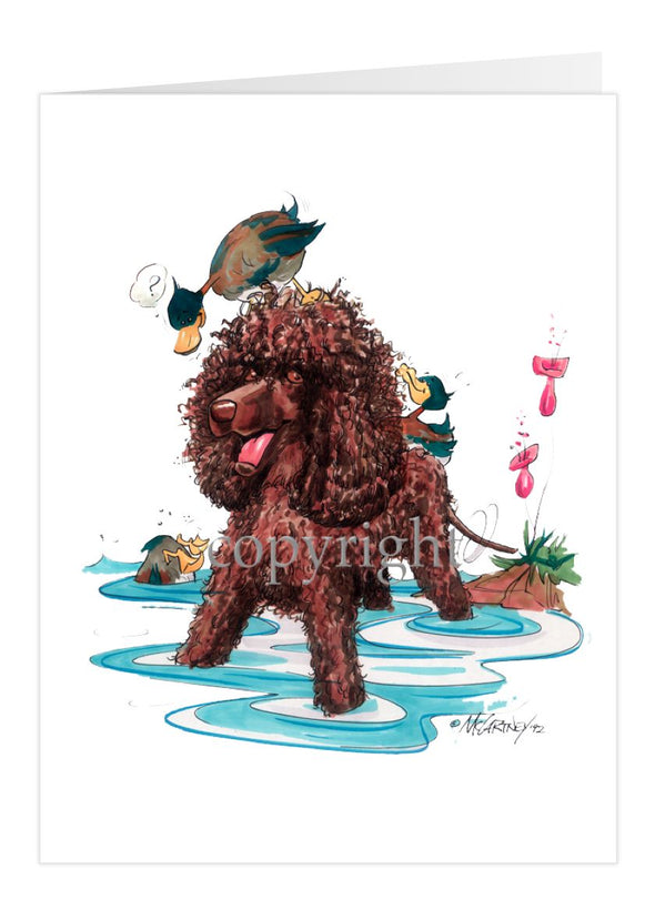 Irish Water Spaniel - Duch 0N Head - Caricature - Card