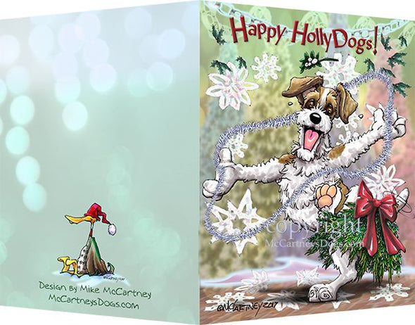 Jack Russell Terrier - Happy Holly Dog Pine Skirt - Christmas Card