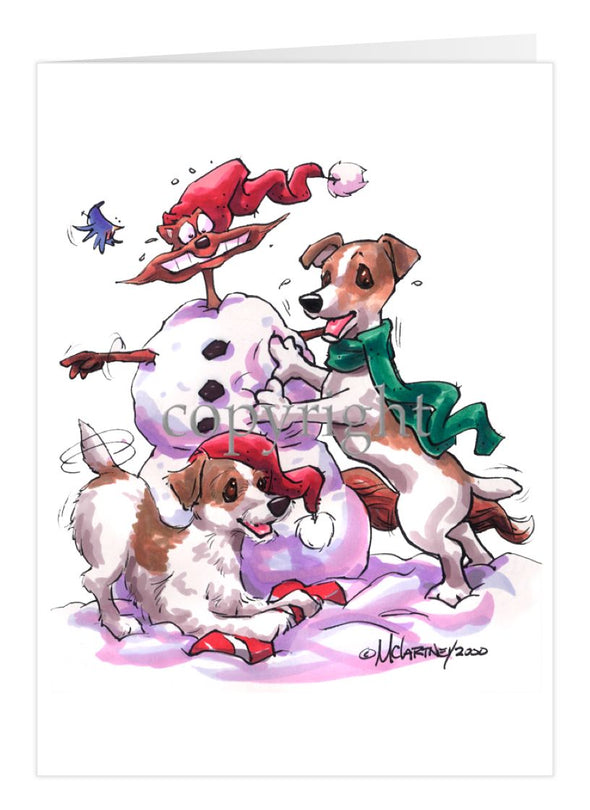Jack Russell Terrier - Snowman - Christmas Card