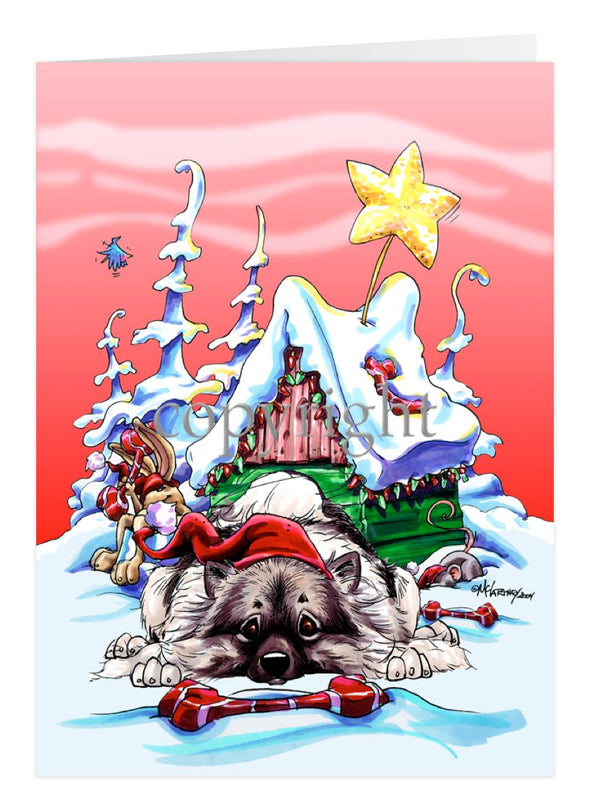 Keeshond - Doghouse - Christmas Card
