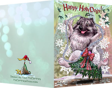 Keeshond - Happy Holly Dog Pine Skirt - Christmas Card