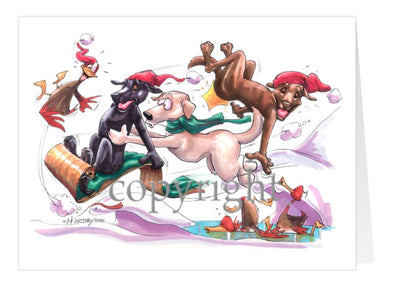Labrador Retriever - Toboggan - Christmas Card