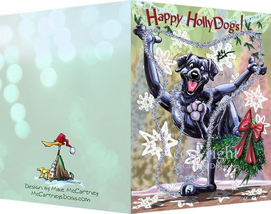 Labrador Retriever - Black - Happy Holly Dog Pine Skirt - Christmas Card